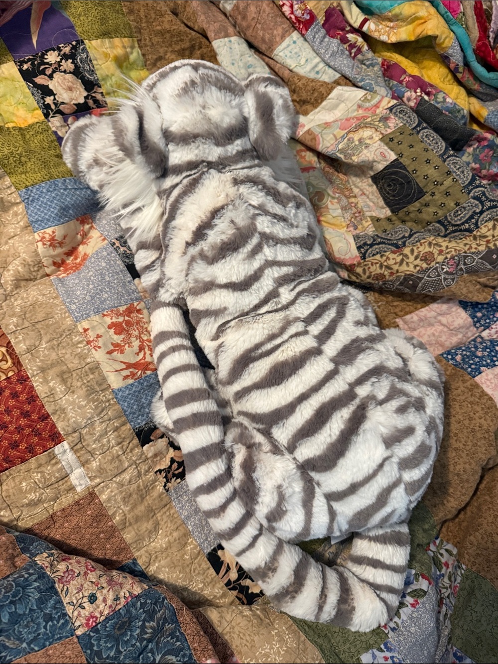 Jellycat Cream and Gray Striped Plush Tiger sacha large